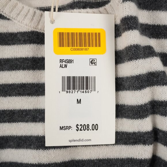 Splendid Tori Cashmere Sweater in Grey and White Stripes Size Medium (NWT) - Picture 5 of 6